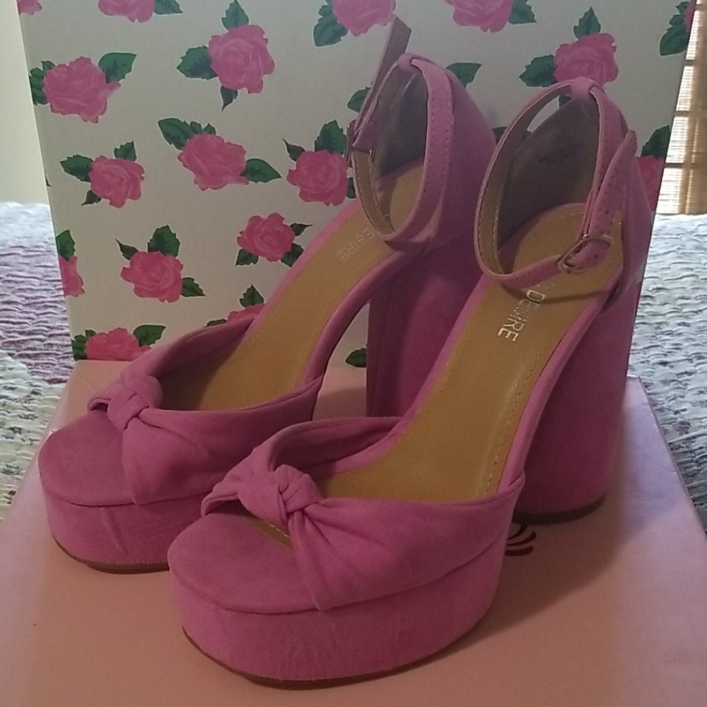 Suede Pink Platform Heels